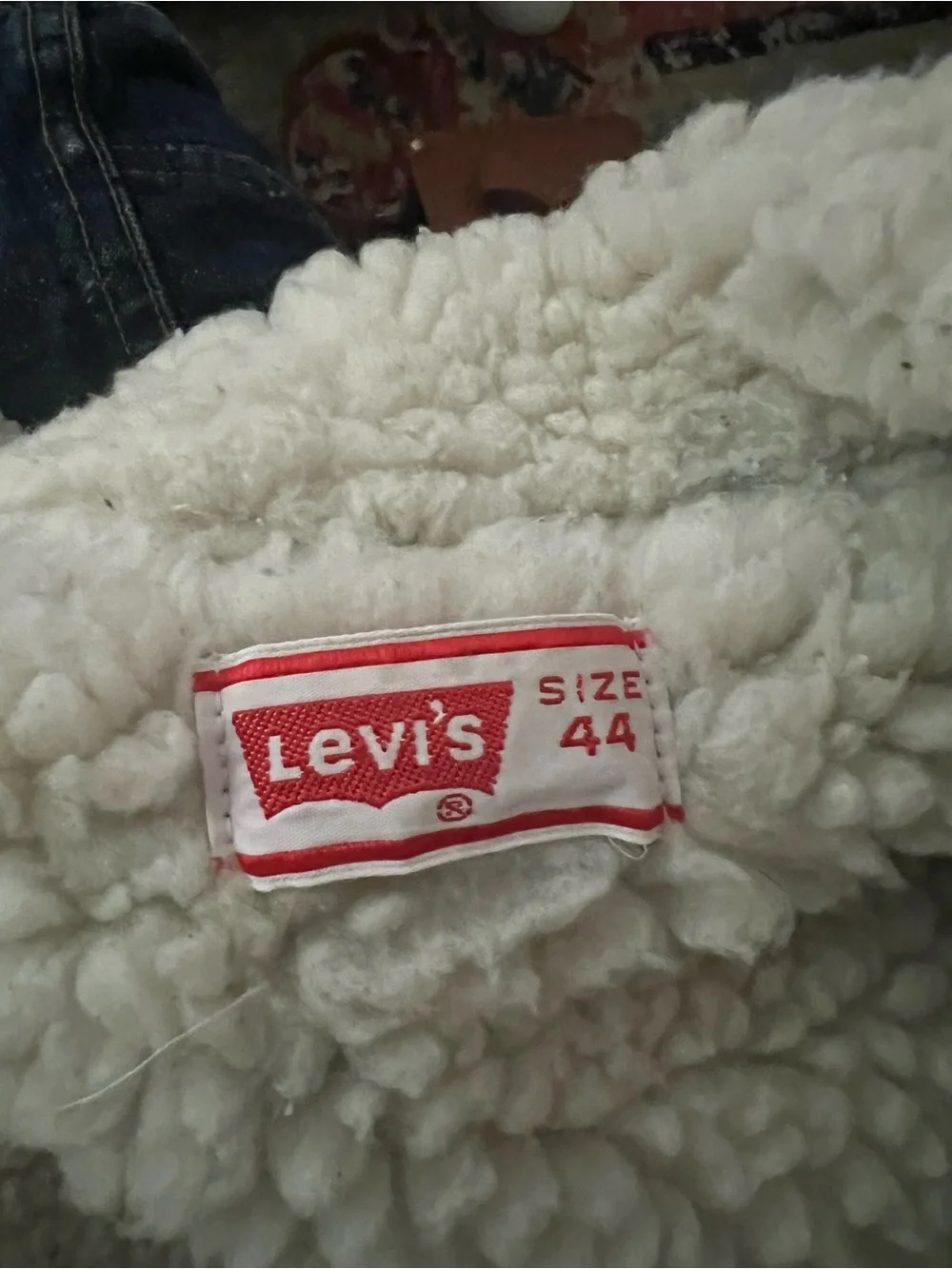 Vintage Levi's Dark Blue Denim Sherpa Jacket with Cream Lining